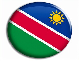 Namibia Flag Button on White Background
