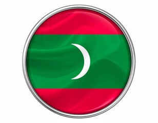 Maldives Flag Button on White Background