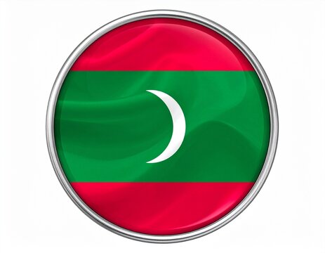 Maldives Flag Button on White Background