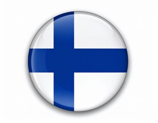 Obraz premium Finland Flag Button on White Background
