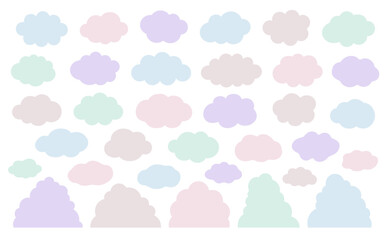 可愛いカラフルな雲型のもくもくフレームセット