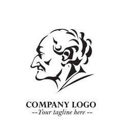 Elegant Old Woman Logo Symbol in Black on White Background with Classic and Minimalist Design
