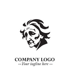 Elegant Old Woman Logo Symbol in Black on White Background with Classic and Minimalist Design
