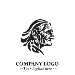 Elegant Old Woman Logo Symbol in Black on White Background with Classic and Minimalist Design
