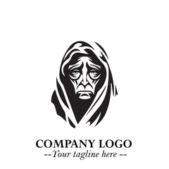 Elegant Old Woman Logo Symbol in Black on White Background with Classic and Minimalist Design
