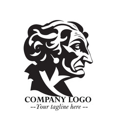 Obraz premium Elegant Old Woman Logo Symbol in Black on White Background with Classic and Minimalist Design 