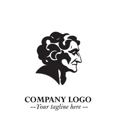 Elegant Old Woman Logo Symbol in Black on White Background with Classic and Minimalist Design
