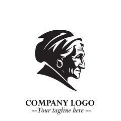 Elegant Old Woman Logo Symbol in Black on White Background with Classic and Minimalist Design
