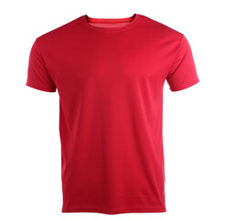 Red t-shirt on white background. Mockup for design