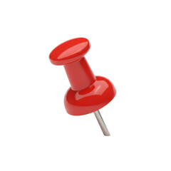 A vibrant crimson pushpin, a minimalist icon of connection and precision, isolated on