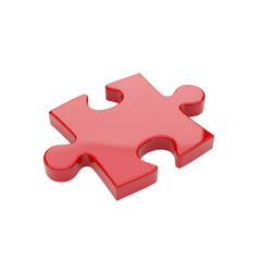 Obraz premium Crimson puzzle piece gleaming with reflective highlights on transparent setting offering complex