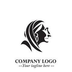 Elegant Old Woman Logo Symbol in Black on White Background with Classic and Minimalist Design
