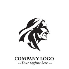 Obraz premium Elegant Old Woman Logo Symbol in Black on White Background with Classic and Minimalist Design 