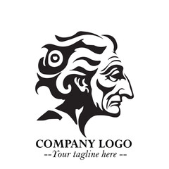 Elegant Old Woman Logo Symbol in Black on White Background with Classic and Minimalist Design
