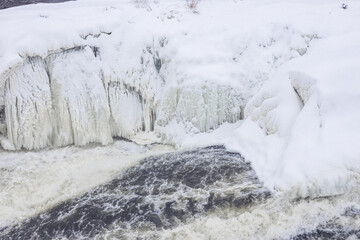 Hog's Back Falls frozen in winter Ottawa, Ontario, Canada