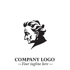 Elegant Old Woman Logo Symbol in Black on White Background with Classic and Minimalist Design
