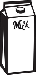 Milk Hand drawn vector illustration. Black and white graphics on a white background