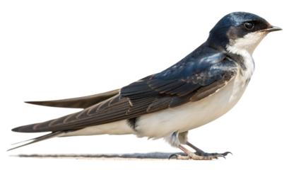 House martin Delichon urbicum cut out on PNG isolated on white. AI GENERATED.