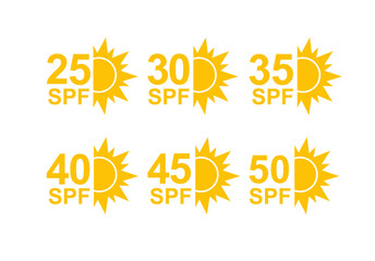 SPF 50 icon. Sun protection for skin. UVA UVB sunscreen protection. SPF icon for or skin cosmetics packaging. Vector