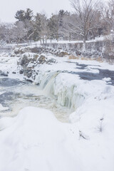 Hog's Back Falls frozen in winter Ottawa, Ontario, Canada