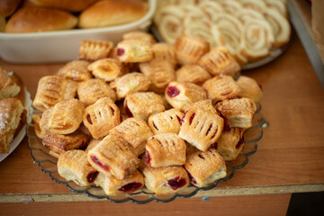 Baking dough. Homemade cakes made by hand. Delicious food.