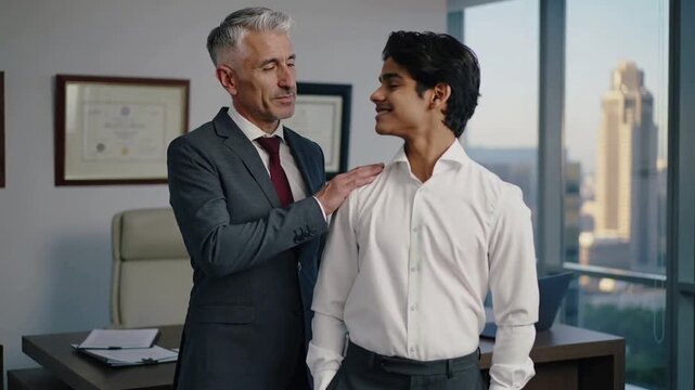 Mentor and mentee in modern office setting