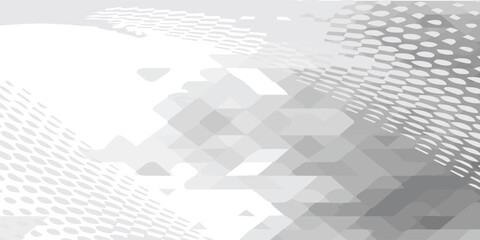 Abstract Geometric Pattern with Triangles Ovals and Lines in Shades of Gray.