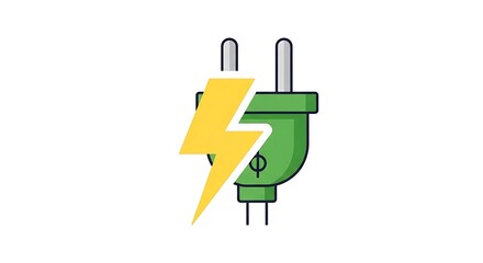 Vibrant Green Electrical Plug with Dynamic Yellow Lightning Bolt Symbol.