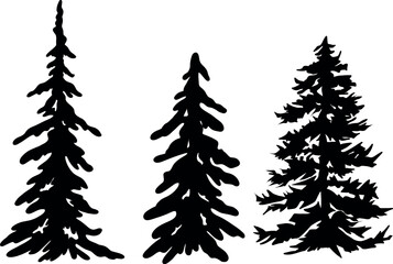 Obraz premium Fir Tree Silhouettes — Minimal Evergreen Forest Illustration