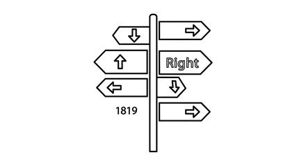 Directional Signpost with Arrows and Right Text, Vintage Style.