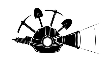 Mining Helmet with Tools and Light.