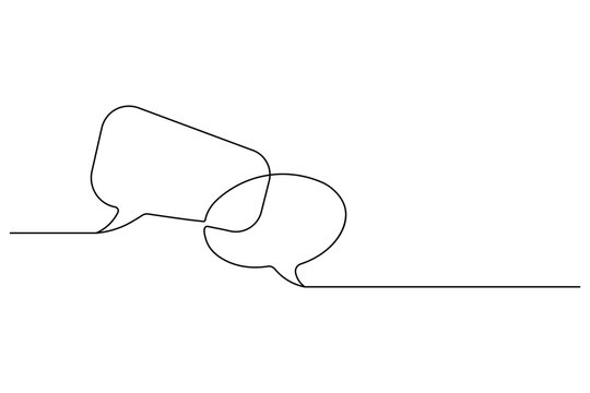 Speech bubble continuous one line art drawing conversation chat speech bubble vector illustration