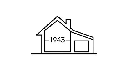 Simple house outline with the year 1943 inside the structure.