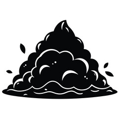 Black heap of earth and leaves creates a striking and stark silhouette