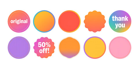 Assortment of Colorful Gradient Circles and Wavy Shapes with Text abstract Modern Abstract Neon Digital Tech Background