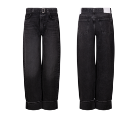 Female skinny black jeans pant, skinny jeans mockup, front and back view, transparent background, collection of young women's modern bottom wearing jeans, denim jeans, e-commerce product shot.