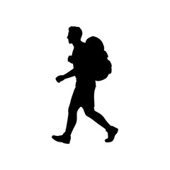 Male hiker silhouette vector flat illustration design.
