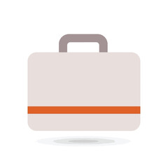 A simple illustration of a briefcase with a handle and an orange stripe.