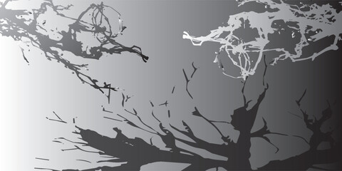Abstract Gray Tree Branches Silhouette with Textured Canopy.