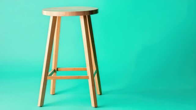 Modern wooden stool on teal background showcasing minimalist design and natural materials for stylish home decor accents