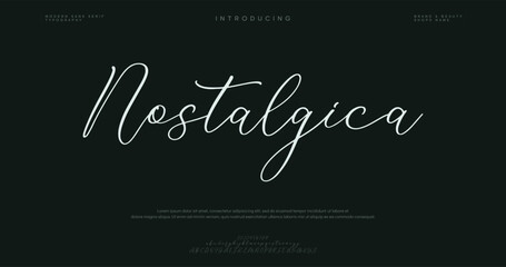 Luxury wedding alphabet logo font with tails. Typography elegant classic serif fonts and number decorative vintage retro logos branding. vector illustration