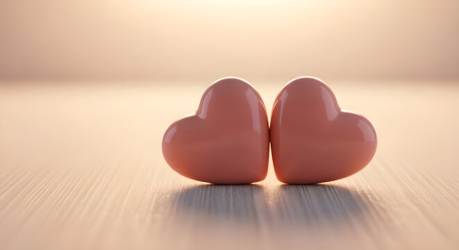 Fondo del d&iacute;a de San Valent&iacute;n con dos corazones rojos sobre fondo de madera