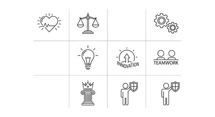 Fototapeta premium Conjunto de valores fundamentales de iconos.