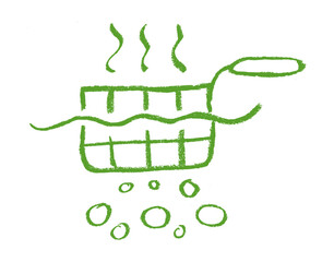 Frying Icon Crayon Chalk Drawing Doodle Vector