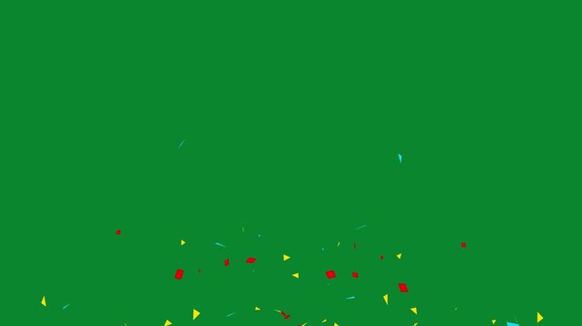 festive confetti burst isolated for cgi compositing. Colorful Isolated Confetti party popper Explosion confetti Blast Realistic On Transparent Background / Green Screen / Alpha Matte Channel.