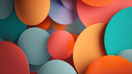 Abstract background with overlapping colorful circles and spheres in a vibrant and playful composition, digital art