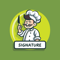 Asian Cuisine Chef Icon Logo