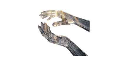 Beautiful crystal hands reaching out in a gentle embrace of art and creativity