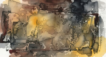 Obraz premium Abstract watercolor art with earthy tones and textured layers