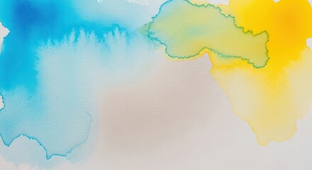 Abstract watercolor background with blue and yellow splashes